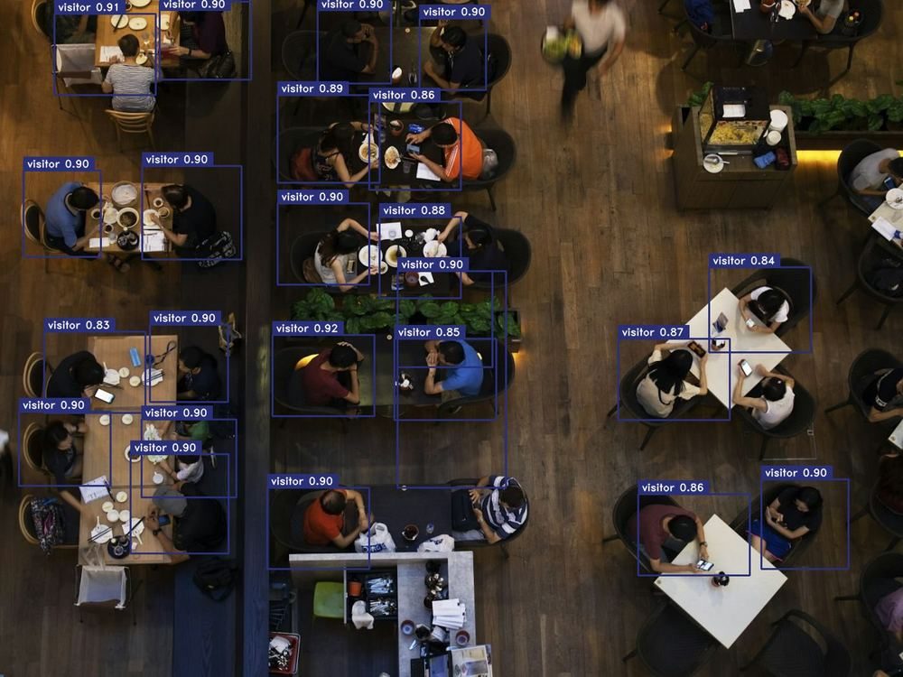 Restaurant seating seen from above with every diner counted
